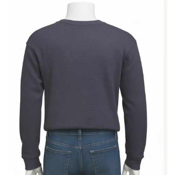 Mens Vintage Faded Glory Waffle Knit Henley Shirt Blue XL 46–48 Long Sleeve Top - Picture 2 of 8